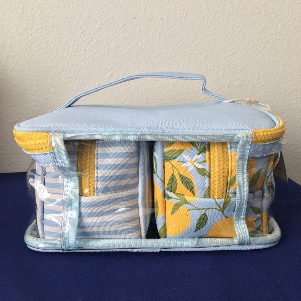 Lemon and Stripe Travel Cosmetic Bag Set - Picture 4 of 16